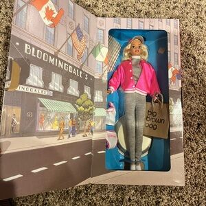 Barbie at Bloomingdales in Workout Clothes with Big Brown Bag and Stand NIB